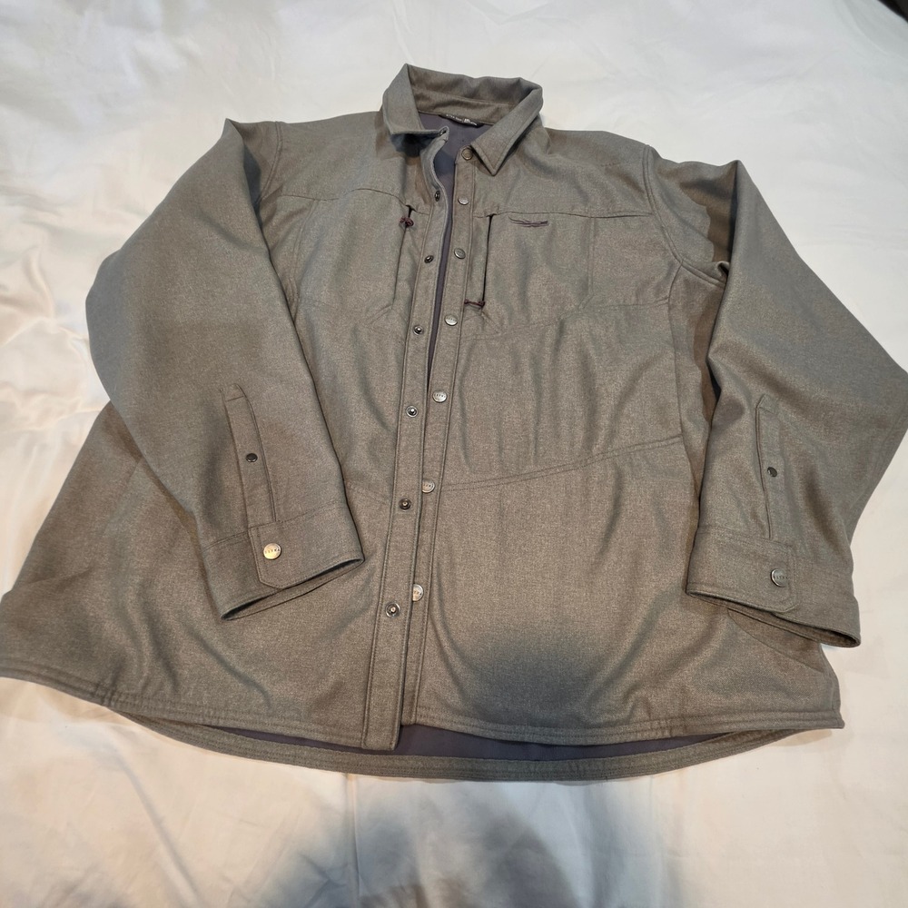 Sitka Gear Shirt Jacket Men 3XL Gray Excellent Fleece Lined Hunting Utility